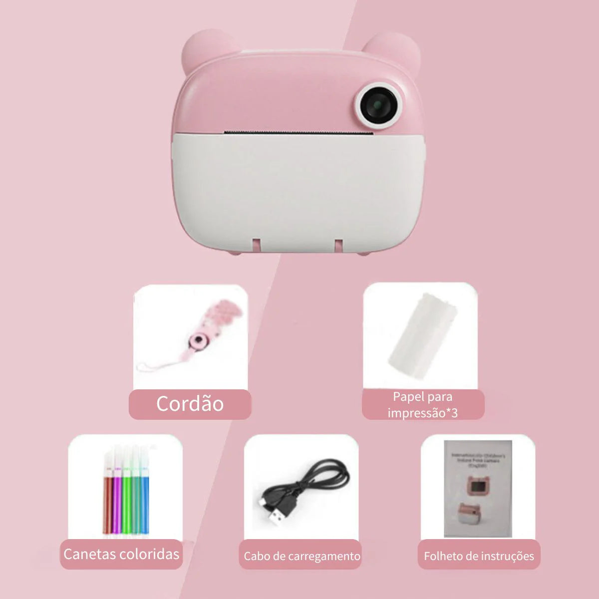 Cámara Infantil Instantánea con Impresión y Tarjeta SD de 32GB Gratis